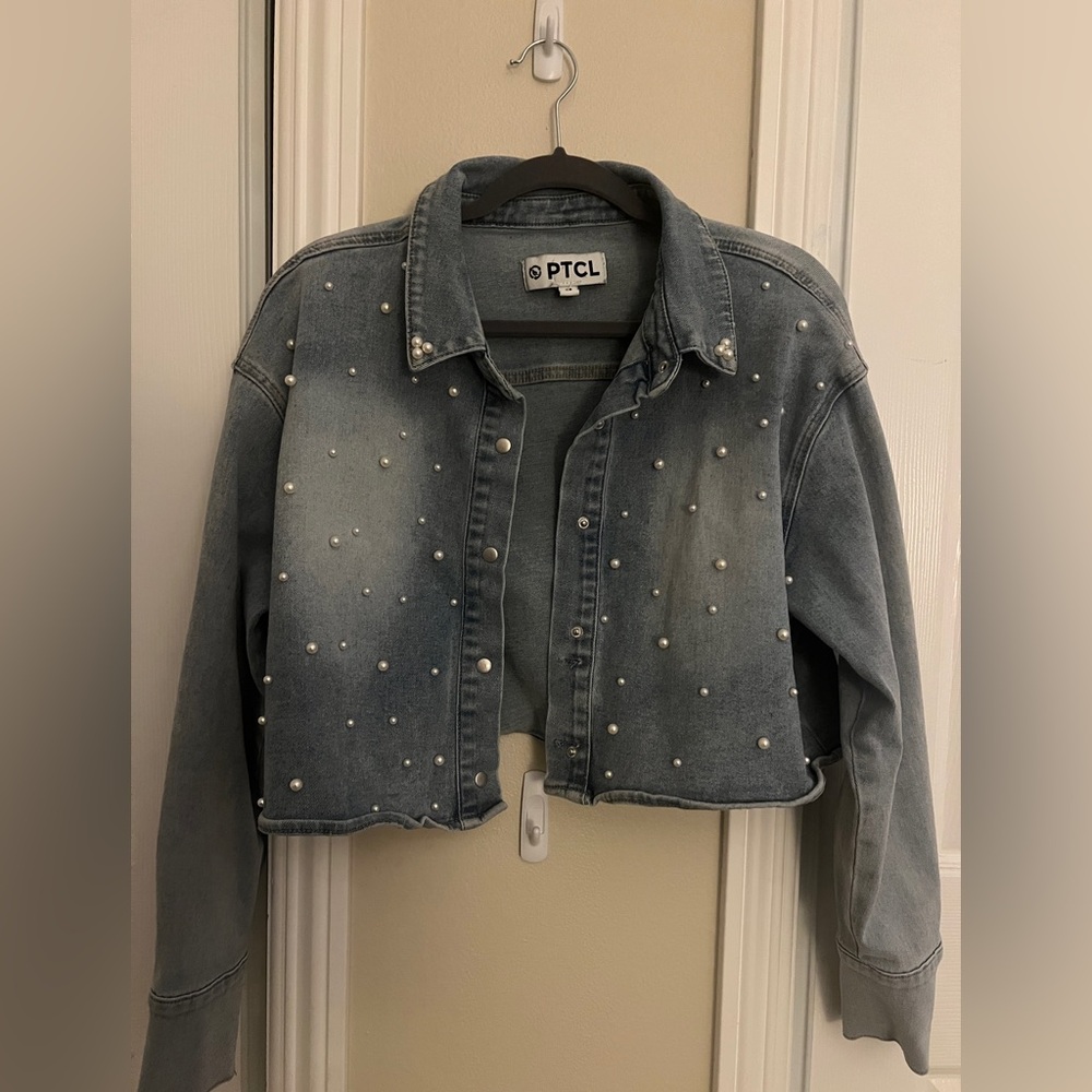 PTCL pearl denim jacket EUC size M - Picture 2 of 7